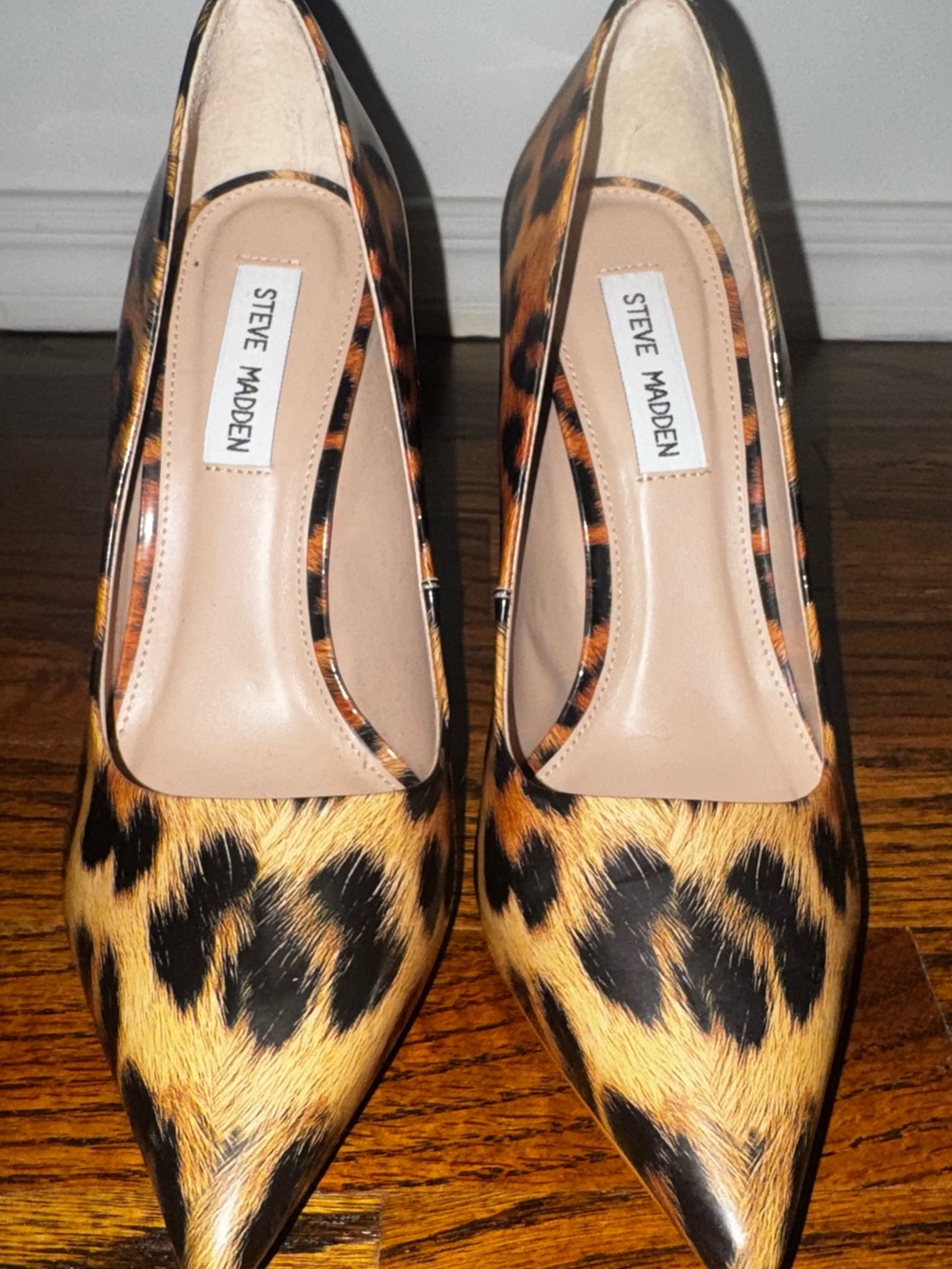 Steve Madden Leopard-Pattern Pointed Toe Pumps - Tan & Black